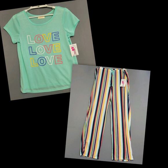 NEW Bobbie Brooks Pj Set Womens S Love Graphic Sleepwear Tee Lounge - Picture 1 of 15